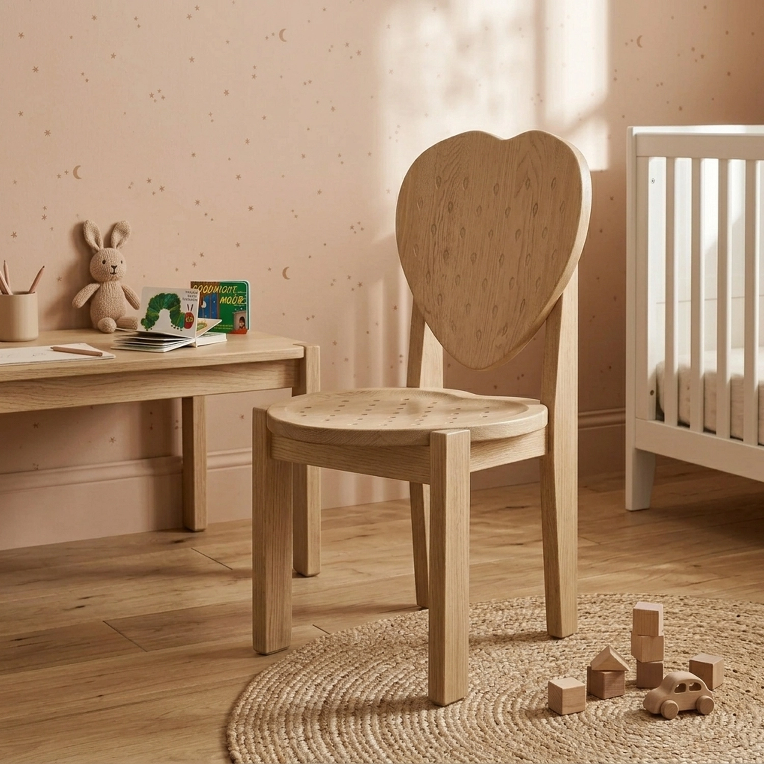 Wooden Strawberry Chair Decorative Fruit Shape Whimsical Accent Armchair